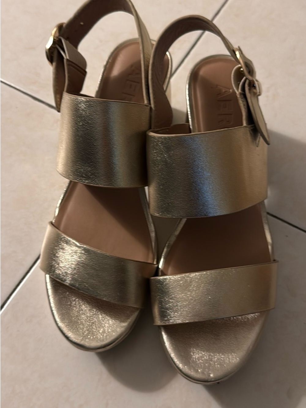 Aerosoles Camera Platform Sandals in Metallic Gold - Picture 12 of 13